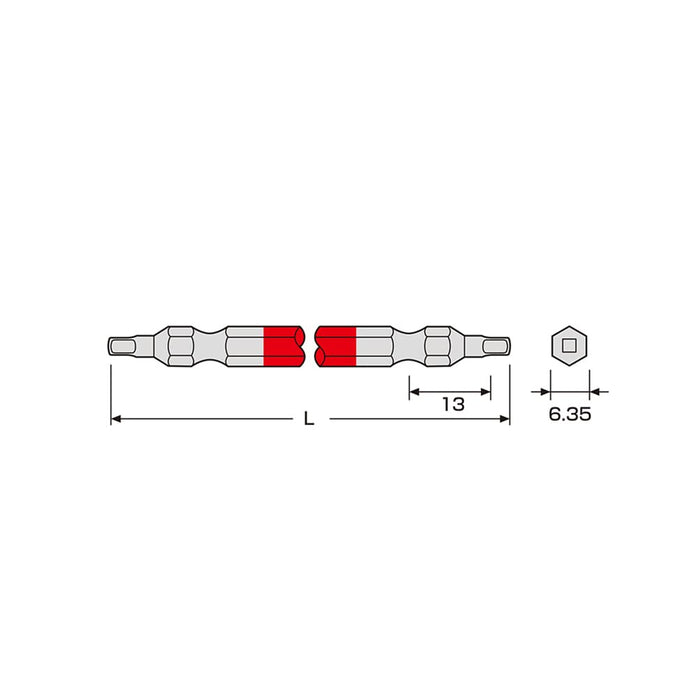 Anex Color Bit Square Double-Head Sq#1 X 65 Set of 2 Model Acs-1165-Kiichin - The #1 Place for Japanese Goods in Your Hand!