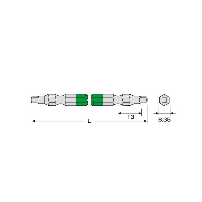 Anex Double-Head Square Bit Set ACS-3365 Size Sq#3 X 65 2pcs-Kiichin - The #1 Place for Japanese Goods in Your Hand!