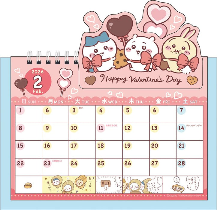 Ensky Chiikawa 2026 Pop-Up Desk Calendar 14x20cm CL-074