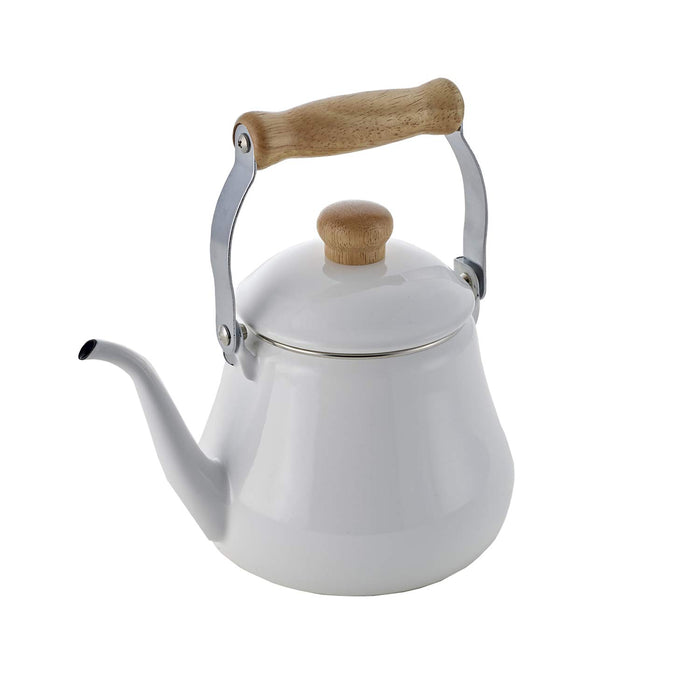 Fuji Horo Enamel Drip Kettle 1.5L White Induction Friendly-Kiichin - The #1 Place for Japanese Goods in Your Hand!