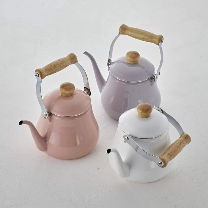 Fuji Horo Enamel Drip Kettle 1.5L White Induction Friendly-Kiichin - The #1 Place for Japanese Goods in Your Hand!