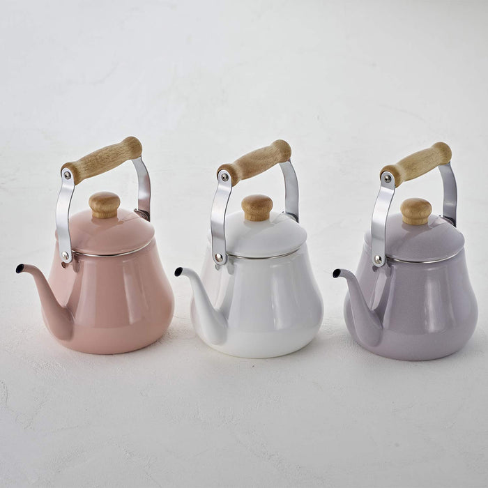 Fuji Horo Enamel Drip Kettle 1.5L White Induction Friendly-Kiichin - The #1 Place for Japanese Goods in Your Hand!