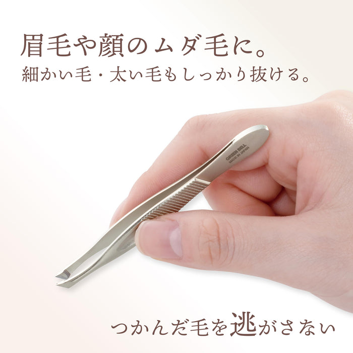 Green Bell Craftsmanship Sekiedge Tweezers Firm Grip With Angled Tip SJ-T250