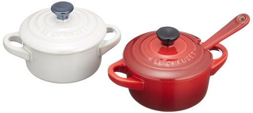 Le Creuset Heat-Resistant Petit Cocotte Container Pair with Spoon Red White-Kiichin - The #1 Place for Japanese Goods in Your Hand!
