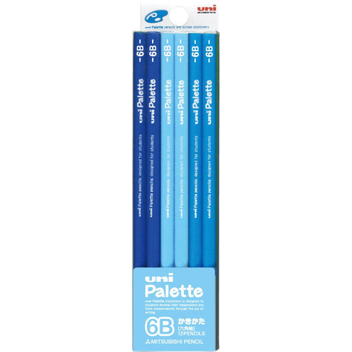 Mitsubishi Pencil Uni Palette Pastel Blue 6B Drawing Pencil Pack of 12-Kiichin - The #1 Place for Japanese Goods in Your Hand!