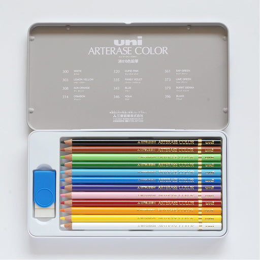 Mitsubishi Pencil Uniarterase 12 Colors Erasable Colored Pencil Set Uac12C-Kiichin - The #1 Place for Japanese Goods in Your Hand!