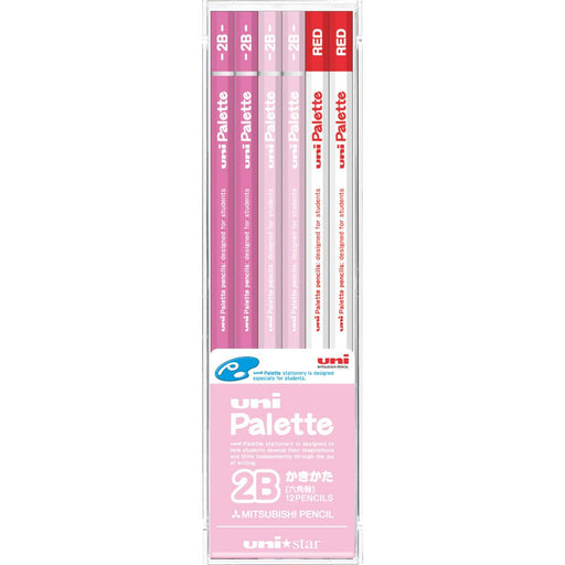 Mitsubishi Pencil Unistar 2B Pastel Pink Red Set 12 Pieces US1049-Kiichin - The #1 Place for Japanese Goods in Your Hand!