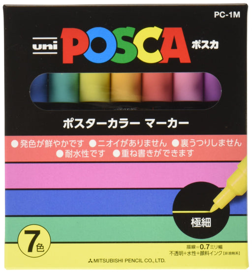 Mitsubishi Pencil Water-Based Posca Pen Extra Fine 7 Colors PC1M7C-Kiichin - The #1 Place for Japanese Goods in Your Hand!