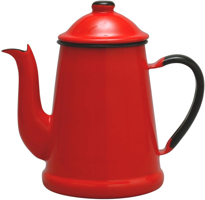 Noda Horo Enamel Kettle 1.7L Red for Gas Stove Japan Made Narrow Mouth