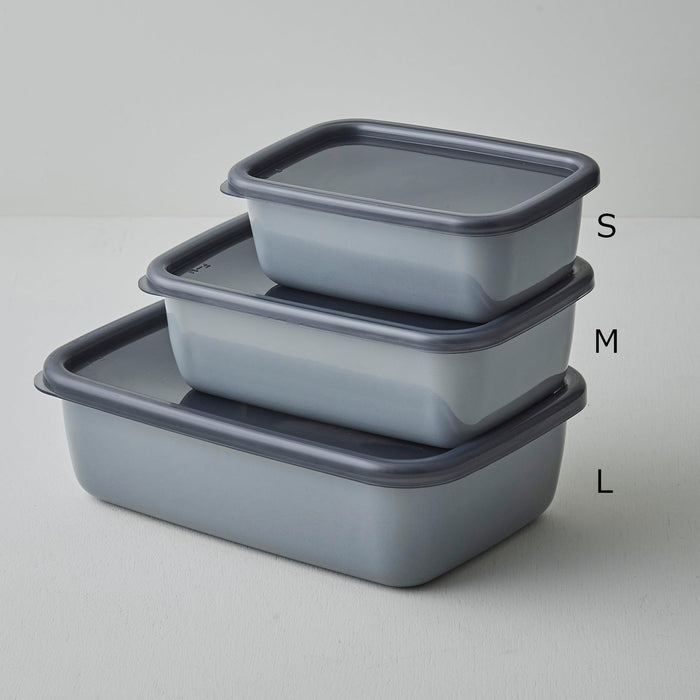 Noda Horo Gray Enamel Storage Container S Size with Seal Lid Heat Resistant