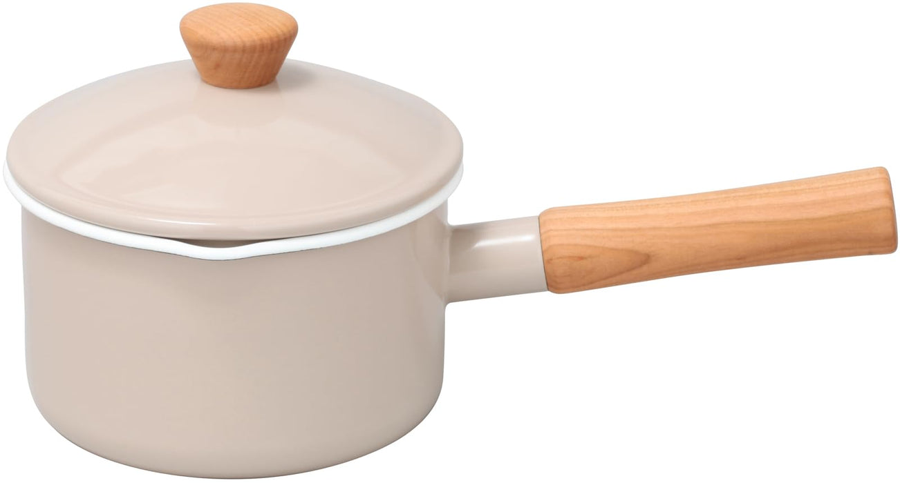Noda Horo Enamel Saucepan 14cm Beige Gas/IH Compatible Made in Japan