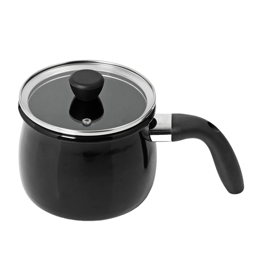 Pearl Metal 16cm 2.0L Enamel Multi Pot with Glass Lid IH Compatible Black-Kiichin - The #1 Place for Japanese Goods in Your Hand!