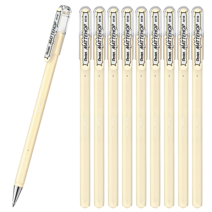 Pentel 10-Pack Matte Hop Ivory White Color Ballpoint Pens K110-Vh-Kiichin - The #1 Place for Japanese Goods in Your Hand!
