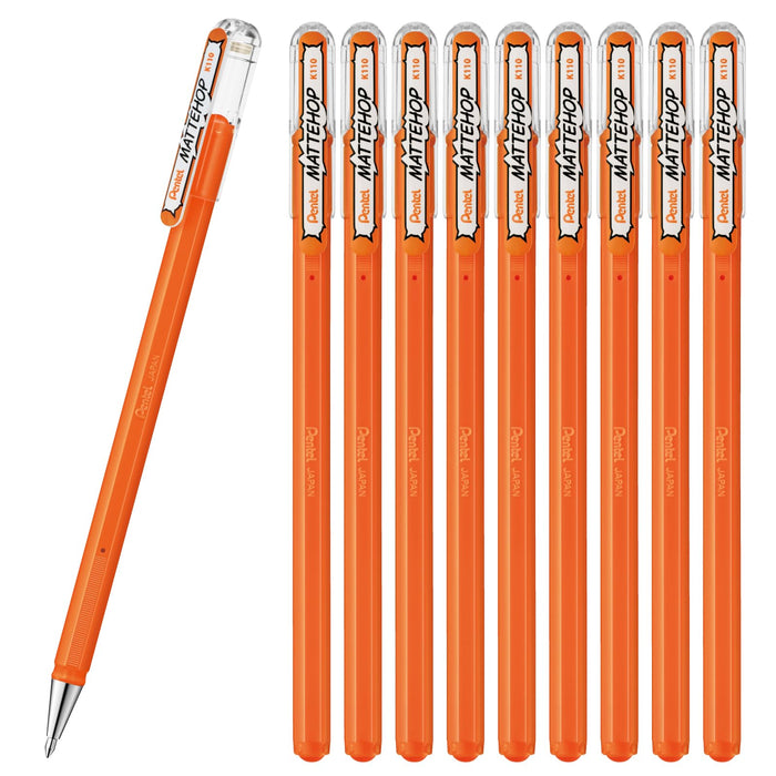 Pentel 10-Pack Matte Hop Orange Color Ballpoint Pens K110-Vf-Kiichin - The #1 Place for Japanese Goods in Your Hand!
