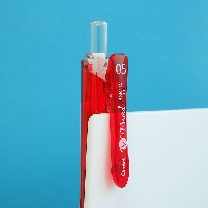 Pentel Feel 0.5 Clear Red 10-Pack Oil-Based Ballpoint Pens Bxb115-B-Kiichin - The #1 Place for Japanese Goods in Your Hand!