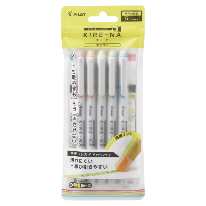 Pilot Kirena 5C Basic Highlighter Marker pack of 5 - Vibrant Colors