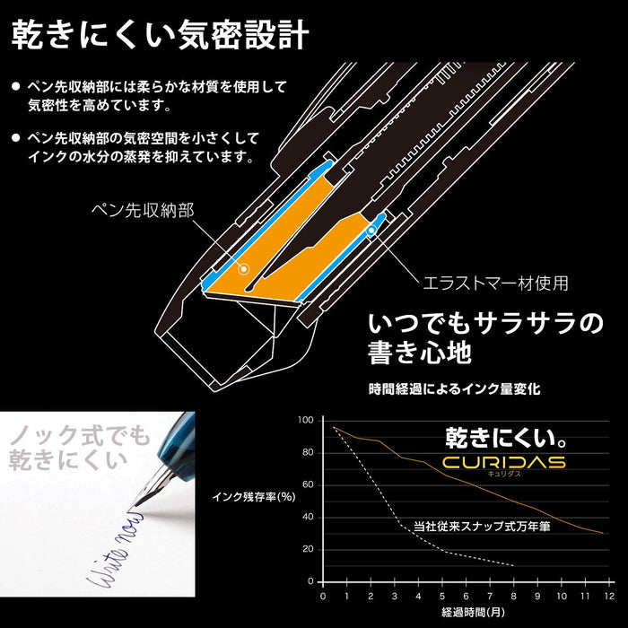 Platinum Curidas Abyss Blue Medium Point Fountain Pen Pkn-7000#50-3-Kiichin - The #1 Place for Japanese Goods in Your Hand!