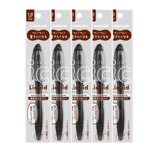 Sailor Fountain Pen Ballpoint 1.0mm Black Ink 5 Pack Liquid Ic Pens-Kiichin - The #1 Place for Japanese Goods in Your Hand!