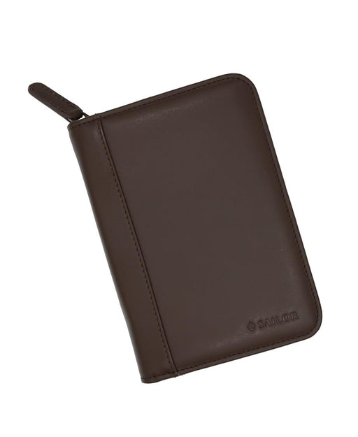 Sailor Fountain Pen Genuine Leather Case Dark Brown Side Zipper Holds 5 Pens-Kiichin - The #1 Place for Japanese Goods in Your Hand!