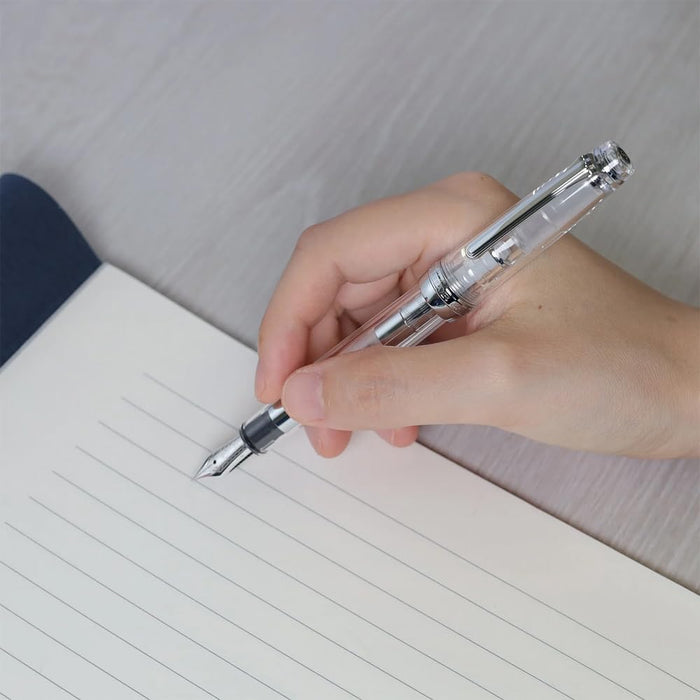Sailor Fountain Pen Professional Gear Slim Silver Music Nib Demonstrator