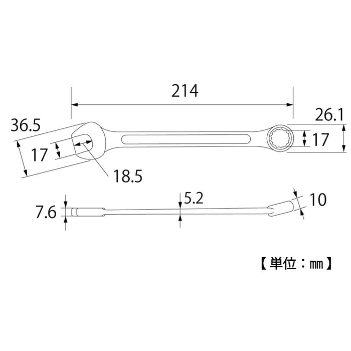 Top Kogyo 17mm Combination Wrench 12-Sided Forged 15° Box End Japan Made-Kiichin - The #1 Place for Japanese Goods in Your Hand!