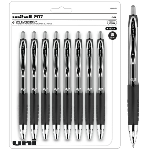 Mitsubishi Pencil Uni-Ball 207 Retractable Black Gel Pens Medium Point 0.7MM 8 Count-Kiichin - The #1 Place for Japanese Goods in Your Hand!