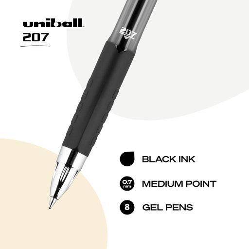 Mitsubishi Pencil Uni-Ball 207 Retractable Black Gel Pens Medium Point 0.7MM 8 Count-Kiichin - The #1 Place for Japanese Goods in Your Hand!
