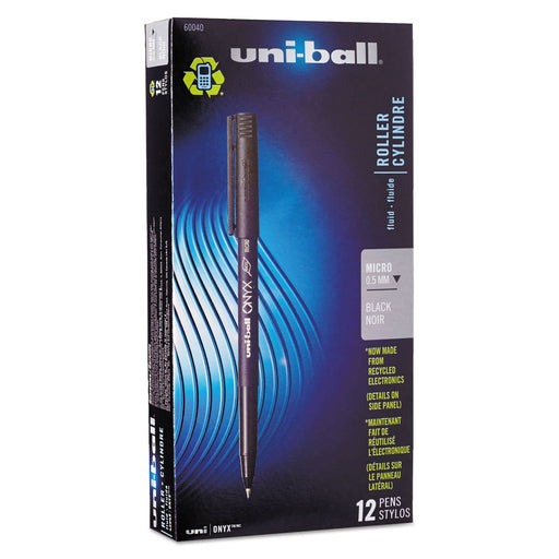 Mitsubishi Pencil Uni-Ball 60040 Onyx Rollerball Black Ink Micro Pens Pack of 12-Kiichin - The #1 Place for Japanese Goods in Your Hand!