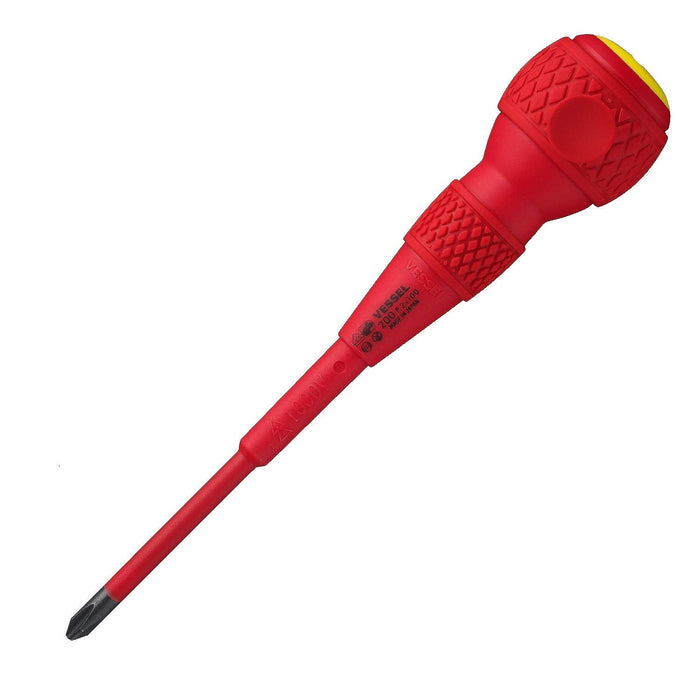 Vessel Insulated Ball Grip Driver +2 X 100 Electric Shock Protection VDE Certified-Kiichin - The #1 Place for Japanese Goods in Your Hand!