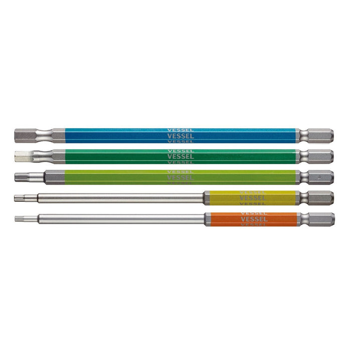 Vessel 40V Hex Gosai Bit Set of 5 Single Head Widths 2.5/3/4/5/6×150 GS5P-32-Kiichin - The #1 Place for Japanese Goods in Your Hand!