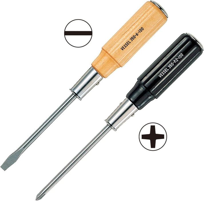 Vessel Long Shaft Penetrating Driver +2x300 350 Wooden Handle-Kiichin - The #1 Place for Japanese Goods in Your Hand!