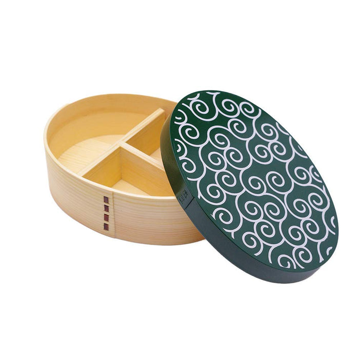 Yamaya Lacquerware Shop Kishu Magewappa Lunch Box in Arabesque Green-Kiichin - The #1 Place for Japanese Goods in Your Hand!