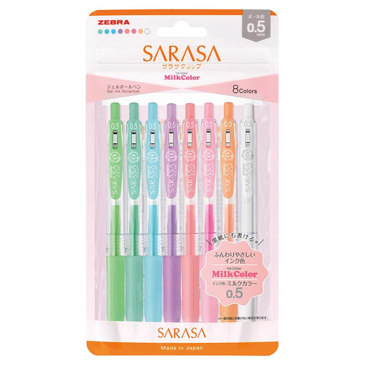 Zebra Sarasa Clip 8-Color Set 0.5mm Milk Gel Ballpoint Pens-Kiichin - The #1 Place for Japanese Goods in Your Hand!