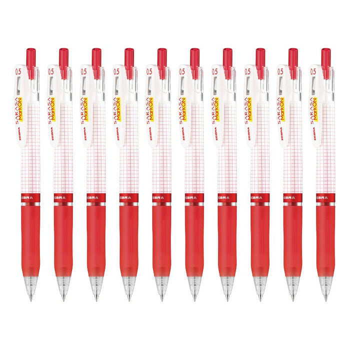Zebra Sarasa Markon 0.5 Gel Ballpoint Pen 10 Pieces Red-Kiichin - The #1 Place for Japanese Goods in Your Hand!