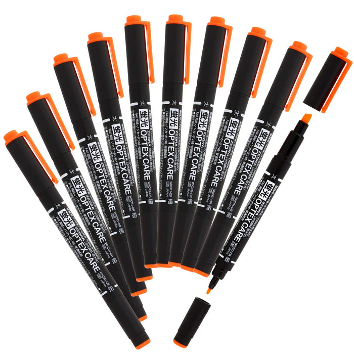 Zebra Optex Care 10-Pack Orange Highlighters B-Wkcr1-Or Collection-Kiichin - The #1 Place for Japanese Goods in Your Hand!
