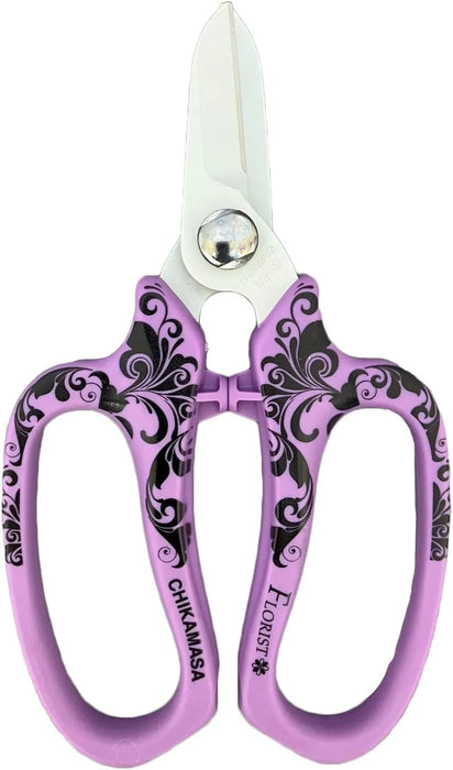 Chikamasa Florist Deluxe Violet Arabesque Pattern Flower Shears MF-9000VA Chikamasa