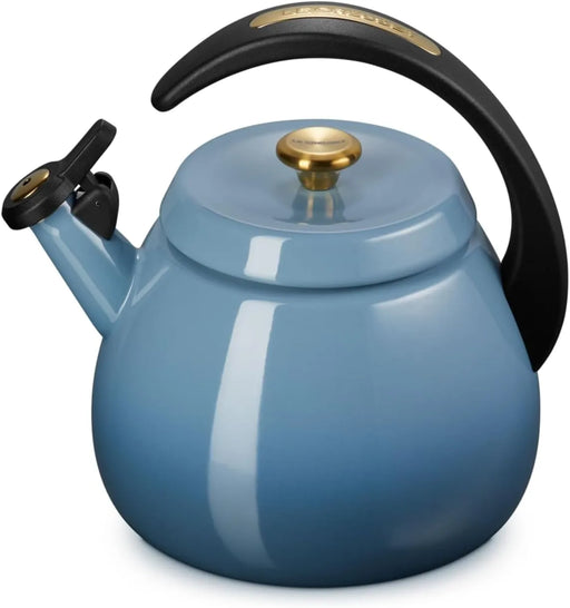Le Creuset Crochet Kettle 0.7 Gal Chambray Gold Knob Gas Induction Compatible Le Creuset