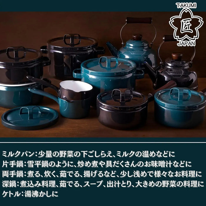 Takumi Japan TKM 23K Black Enameled Kettle 0.7 gal Induction