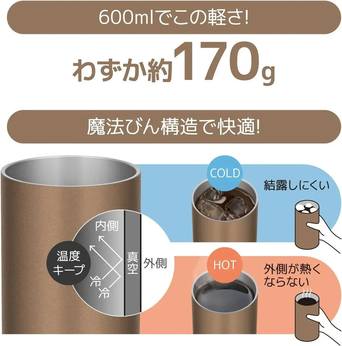 Thermos Vacuum Insulated Tumbler 20oz Brown Gold Lightweight