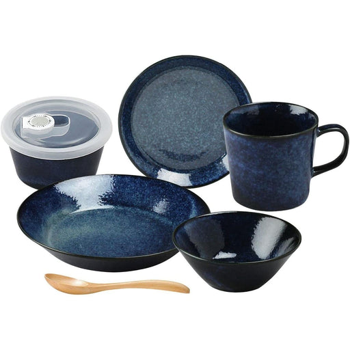 Aito Mino Ware Natural Color 6-Pc Tableware Set Navy Blue 567-503 Japan-Kiichin - The #1 Place for Japanese Goods in Your Hand!