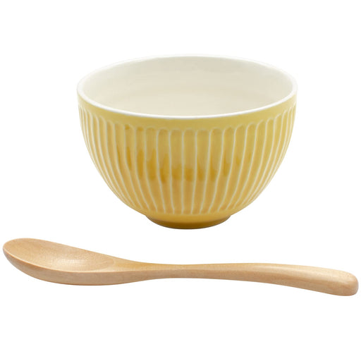 Aito Mino Ware 266345 Bowl Plate Cereal Bowl & Spoon 11cm Yellow Microwave/Dishwasher Safe-Kiichin - The #1 Place for Japanese Goods in Your Hand!