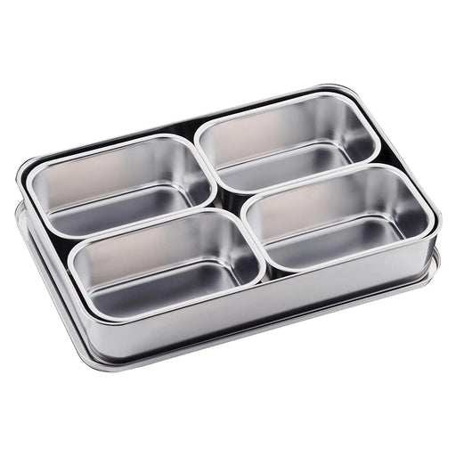 Large 4-Compartment Square Yakumi Seasoning Container by Clover Stainless Steel-Kiichin - The #1 Place for Japanese Goods in Your Hand!