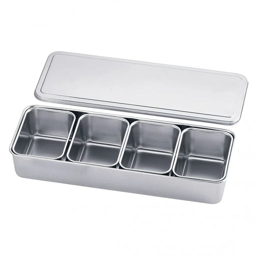 Compact 4-Compartment Stainless Steel Yakumi Seasoning Container by Clover-Kiichin - The #1 Place for Japanese Goods in Your Hand!