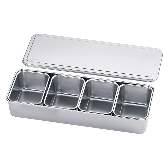 Compact 4-Compartment Stainless Steel Yakumi Seasoning Container by Clover-Kiichin - The #1 Place for Japanese Goods in Your Hand!