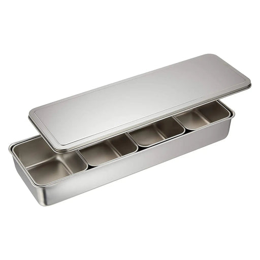 Ebm Stainless Steel Yakumi Seasoning Container - 4 Compartments-Kiichin - The #1 Place for Japanese Goods in Your Hand!