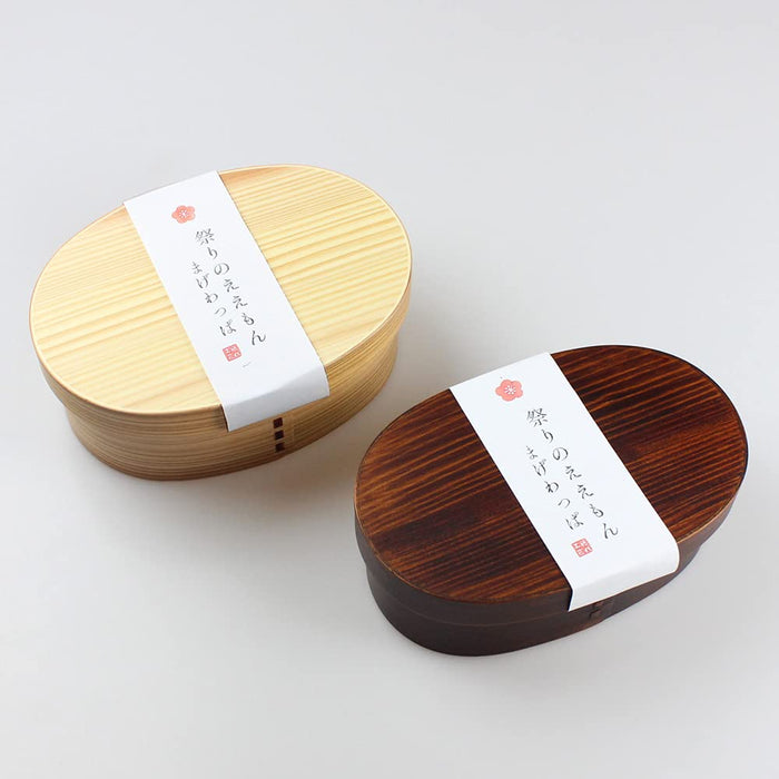 Eemon Of The Festival Japanese Magewappa Oval Bento Box - Natural Domestic Finish-Kiichin - The #1 Place for Japanese Goods in Your Hand!