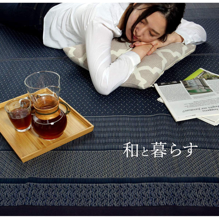 Ikehiko Corporation Japan Navy Backed Rush Rug Carpet 191X250Cm-Kiichin - The #1 Place for Japanese Goods in Your Hand!