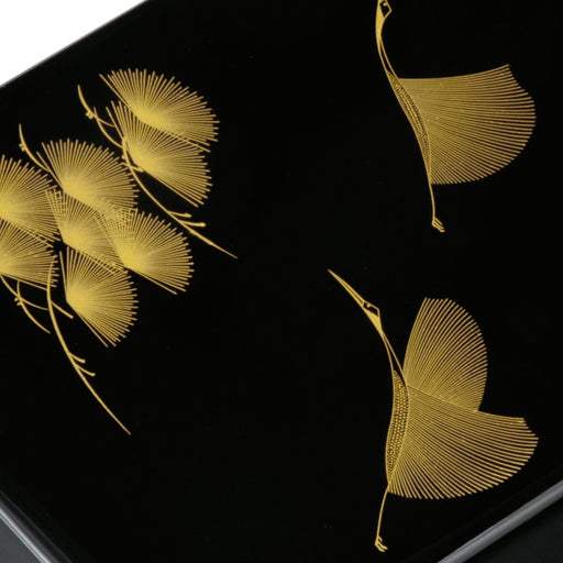 Miyoshi Lacquerware Honpo Japan Kishu Shaku 1In Black Matsuba Crane Library-Kiichin - The #1 Place for Japanese Goods in Your Hand!