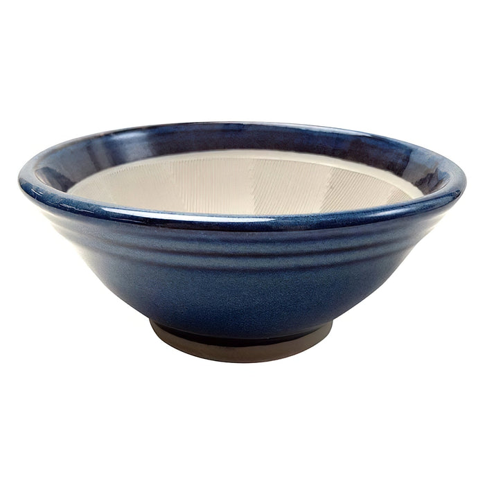 Motoshige Ceramic Japanese Blue Suribachi Mortar 14Cm - Authentic Japanese Kitchen Tool-Kiichin - The #1 Place for Japanese Goods in Your Hand!