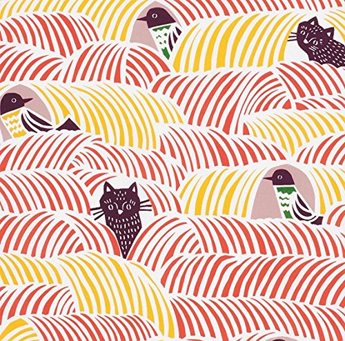 Musubi Furoshiki 70Cm Kata Kohare Cat & Bird Pink - Made In Japan-Kiichin - The #1 Place for Japanese Goods in Your Hand!